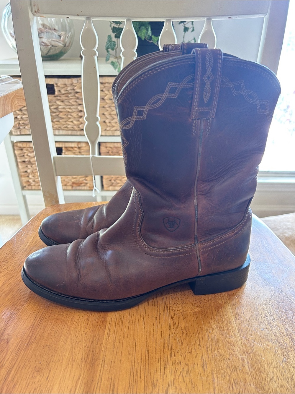 Ariat Women’s Heritage Roper Brown Leather Western Cowboy Boots